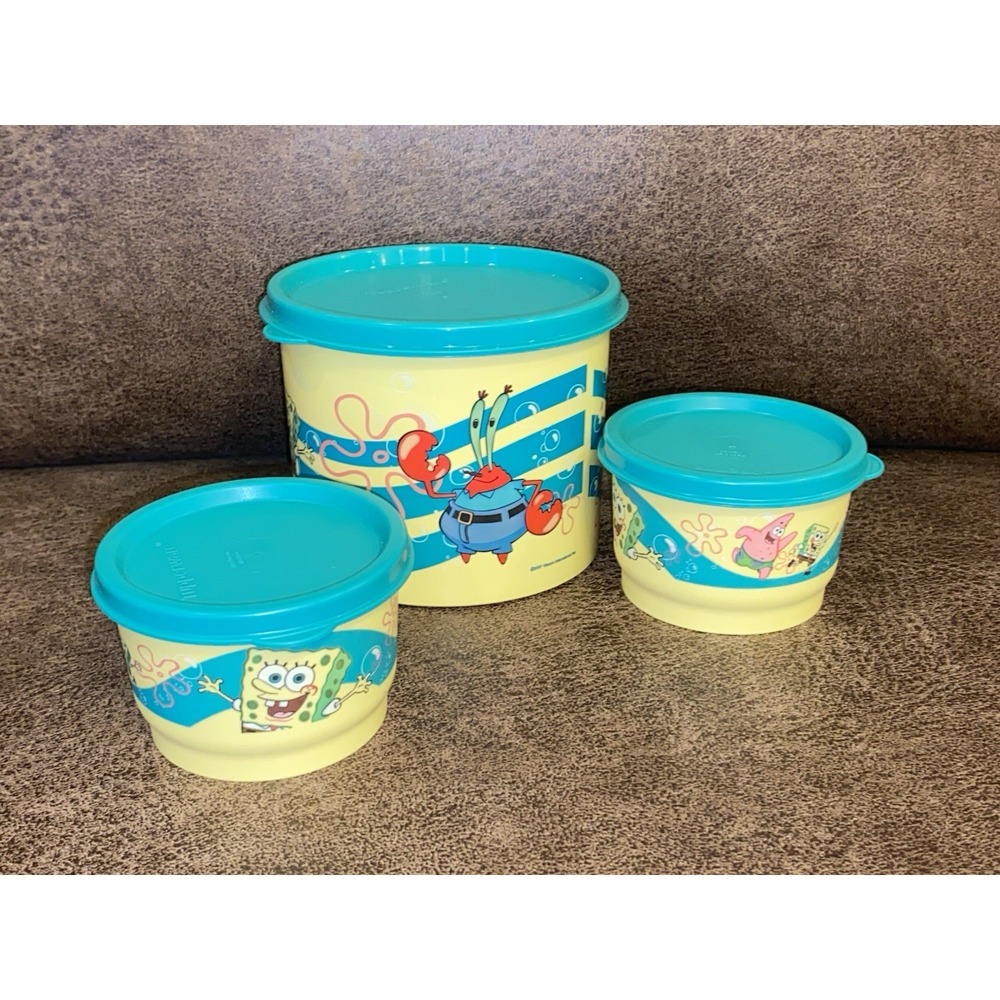 Spongebob Squarepants Tupperware Kids Snack Bowls 2007 Nickelodeon Collectible